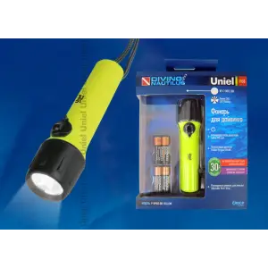 Фонарь ручной Uniel Премиум «Diving – Nautilus», пластик, XP-C Cree LED, 4 х ААA, желтый, P-WP011-BB Yellow