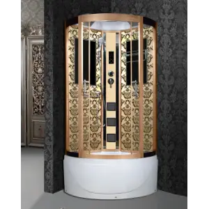 Кабина душевая NIAGARA 900x900х2150, высокий поддон, стенки ЗОЛОТО, арт. 7790G