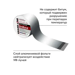 Лента герметизирующая Grand Line UniBand самоклеящаяся серебристая 3м*10см