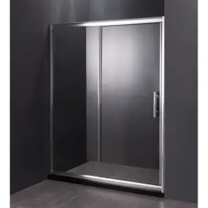 Шторка для ванны GROSSMAN GR-150/2 140*150см, алюминиевый профиль, стекло ПРОЗРАЧНОЕ 6мм