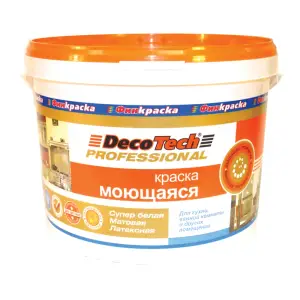 Краска ВД интерьерная моющаяся матовая латексная DecoTech 10/9л База WA