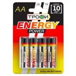 Элемент питания LR6(АА) алкалиновый (уп. блистер 4шт) ТРОФИ ENERGY POWER
