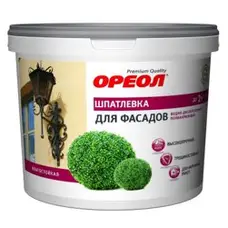 Шпатлевка ОРЕОЛ для фасадов влагостойкая водно-дисперсионная полиакриловая для наружных работ 4кг