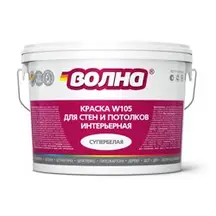 Краска ВД для стен и потолков влагостойкая супербелая ВОЛНА W105 3 кг