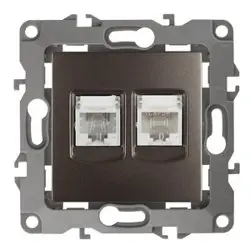 Розетка информационная+телефонная СП (RJ45+RJ11), Эра12, бронза, арт.12-3109-13