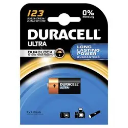 Элемент питания CR123 литевый (уп. блистер 1шт) Duracell ULTRA