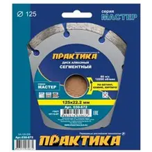 Диск алмазный сегментный 125х22 мм, ПРАКТИКА "Мастер", коробка