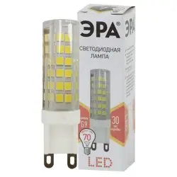 Лампа светодиодная 7Вт G9 220В 2700K 560Лм (желтый) ЭРА, JCD-7w-220V-corn, ceramics-827-G9