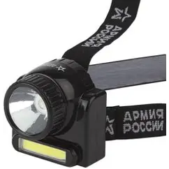 Фонарь налобный ЭРА АРМИЯ РОССИИ налобный Гранит [3Вт COB + 3Вт LED, ближ и дальн свет, аккум, карт], GA-501*