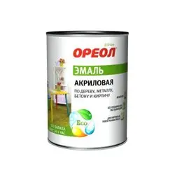Эмаль ОРЕОЛ акриловая матовая черная 0,9 кг