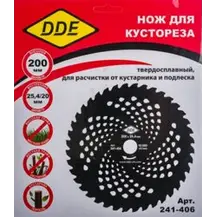 Диск для кустореза DDE WOOD CUT твердосплавный, 40 зубьев, 200 х 25,4/20 мм (толщина = 1,3 мм)