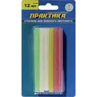 Стержни для клеевого пистолета 7х100мм, 12шт, ПРАКТИКА цветные, с блестками, блистер