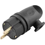 Вилка 16А 250В IP44 черная, с заземлением, угловая, каучук (RPG16-21-442) STEKKER