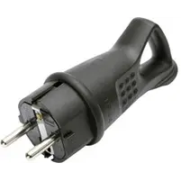 Вилка 16А 250В IP44 черная, с заземлением, угловая, каучук (RPG16-30-442) STEKKER