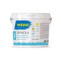Краска ВД интерьерная влагостойкая супербелая WEDO WD5 14кг