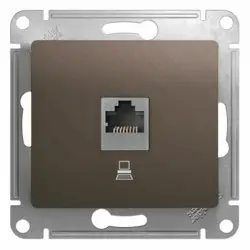 Механизм розетки компьютерной 1-местной СП Glossa RJ45 кат.5E шоколад Systeme Electric GSL000881K