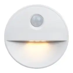 Подсветка для лестниц Feron FN1221 с датчиком движения и освещенности 2LED 0,5W (3хААА в комплект не входят) 3м, IP20, 72*72*25mm, круг, белый