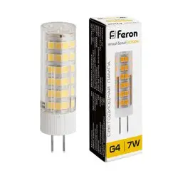 Лампа светодиодная 7Вт 230В G4 2700K 230Лм (желтый) Feron LB-422