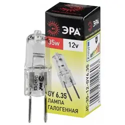 Лампа галогенная 35Вт GY6.35 12В 3000К капсула теплый белый свет ЭРА 35W-12V