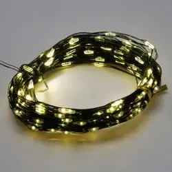 Гирлянда линейная Роса (на проволоке) 220V, 200 LED 2700К, 20+1,5м, IP20, зеленый шнур, CL583 Feron
